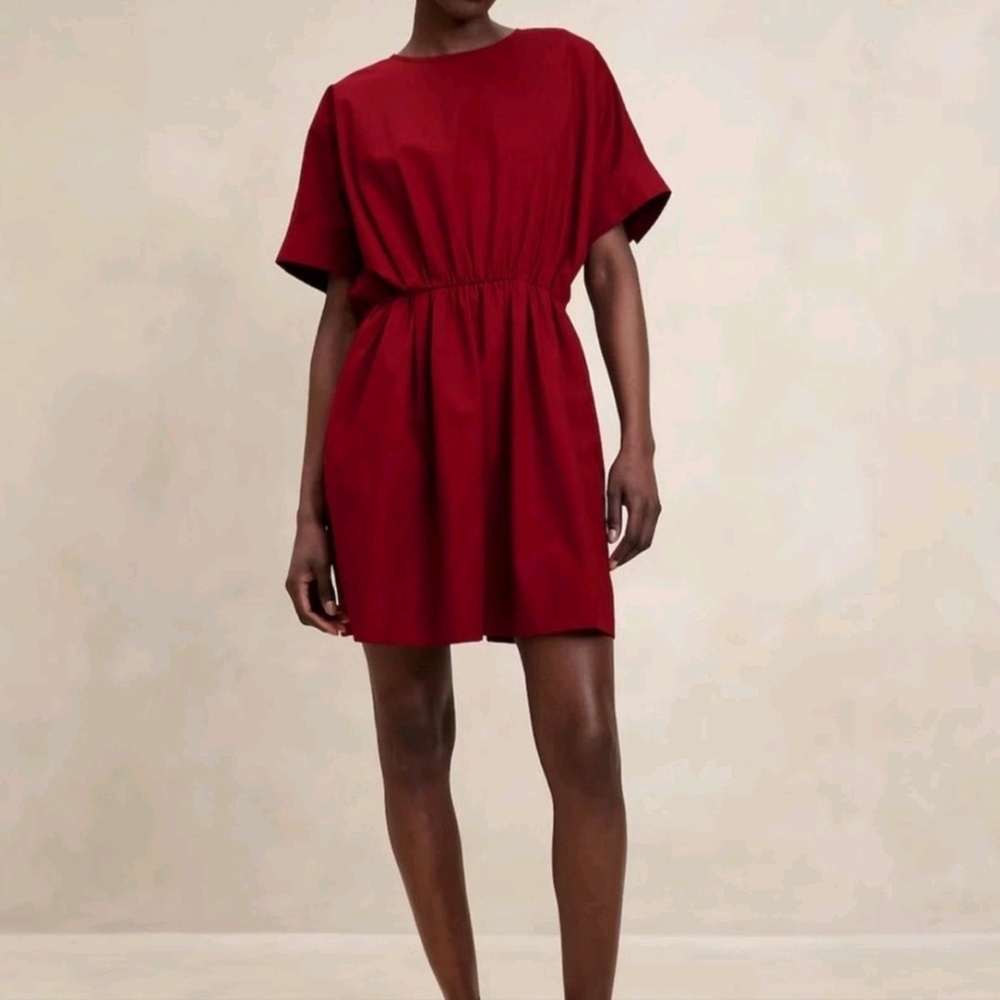Banana Republic Poplin Mini Dress Red Currant Size Small